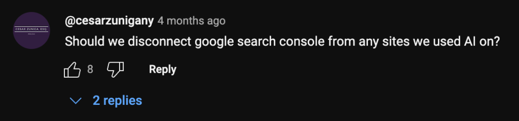 Youtube comment from Jacky Chou video